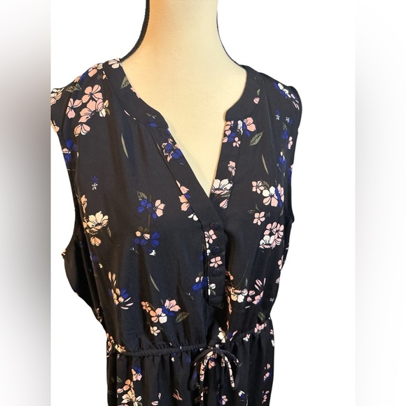 41 Hawthorn Floral Sleeveless Tie Waist Dress Clara Navy Size XL - Picture 5 of 8